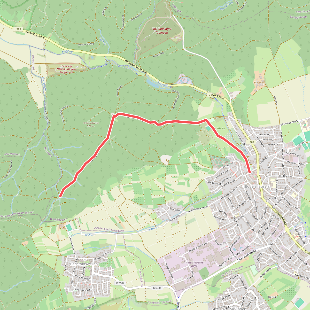 Wanderweg - Bodelshausen - Weg-4 - Bodelshausen - Richtung Hirrlingen bis zum HW3