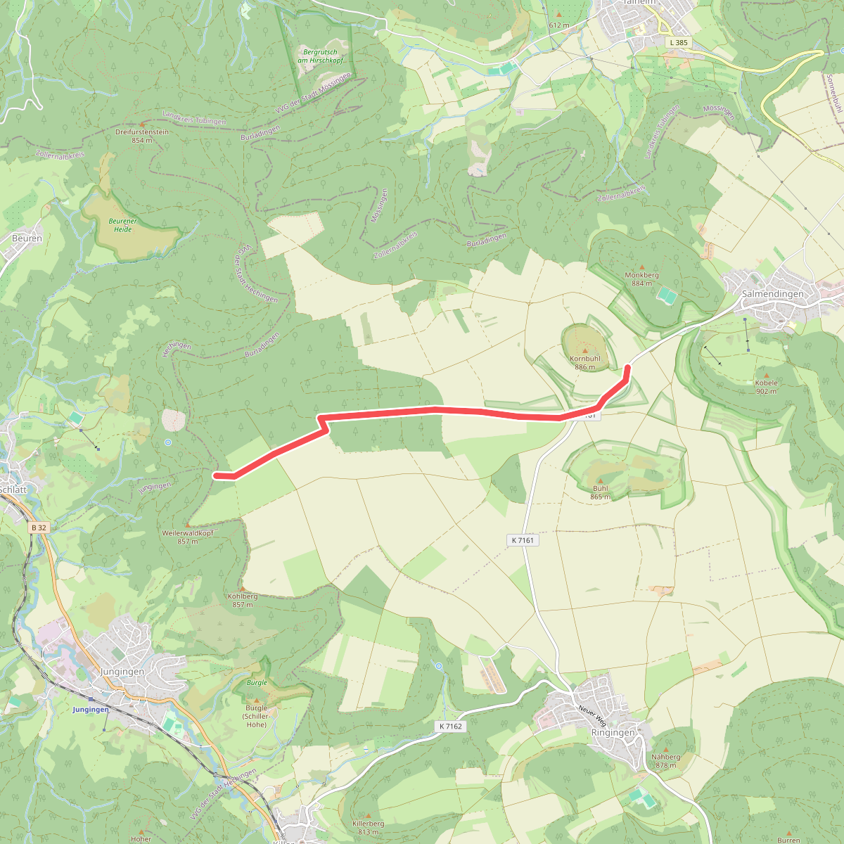 Nebenweg - Kornbühl - Heufeld - Hirschkopf