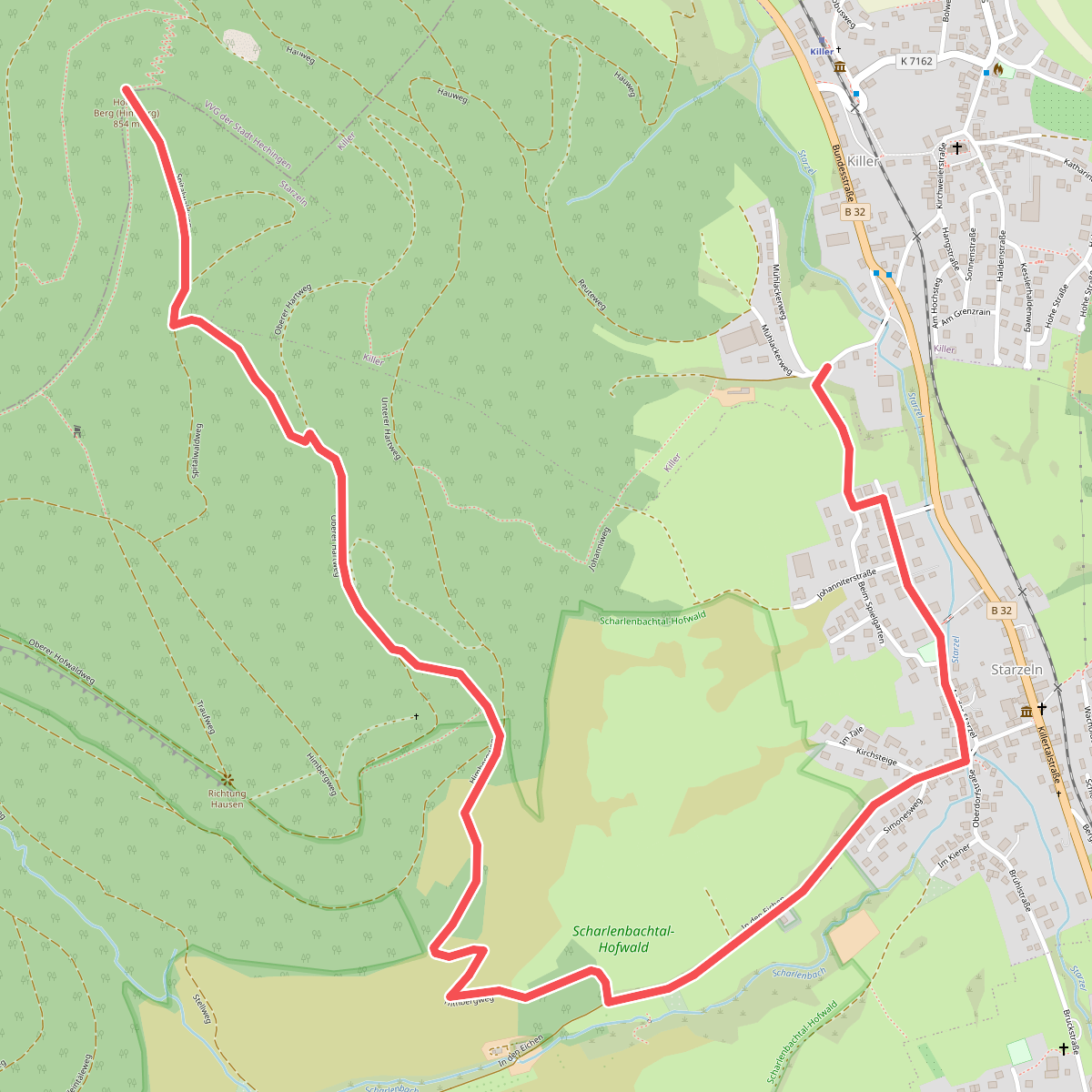 Zugangsweg Killer - Starzeln - Hoher Berg (Himberg) - HW1