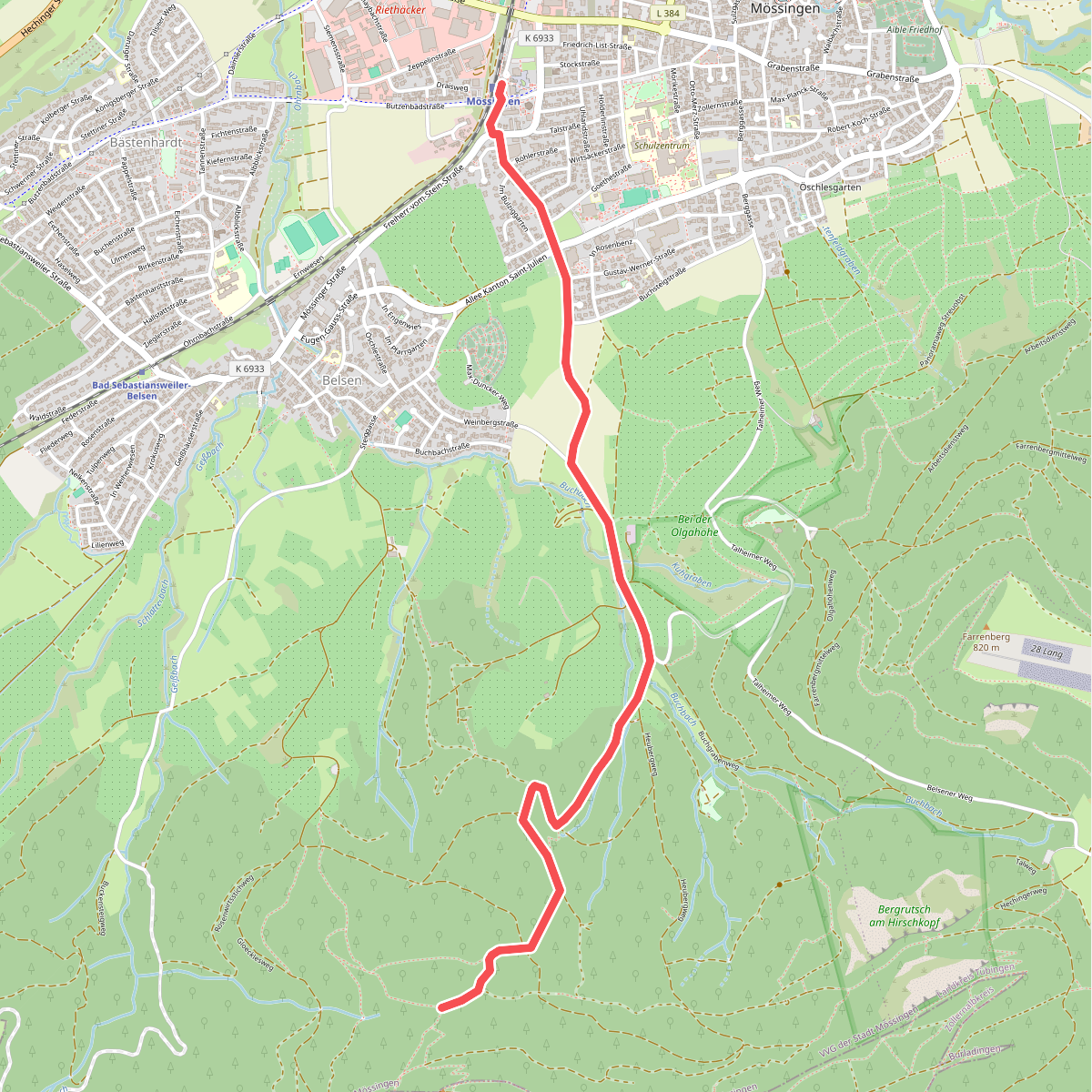 Zugangsweg - Mössingen - Weg-3 - Bahnhof Mössingen - Richtung Dreifürstenstein (In Weg 2)