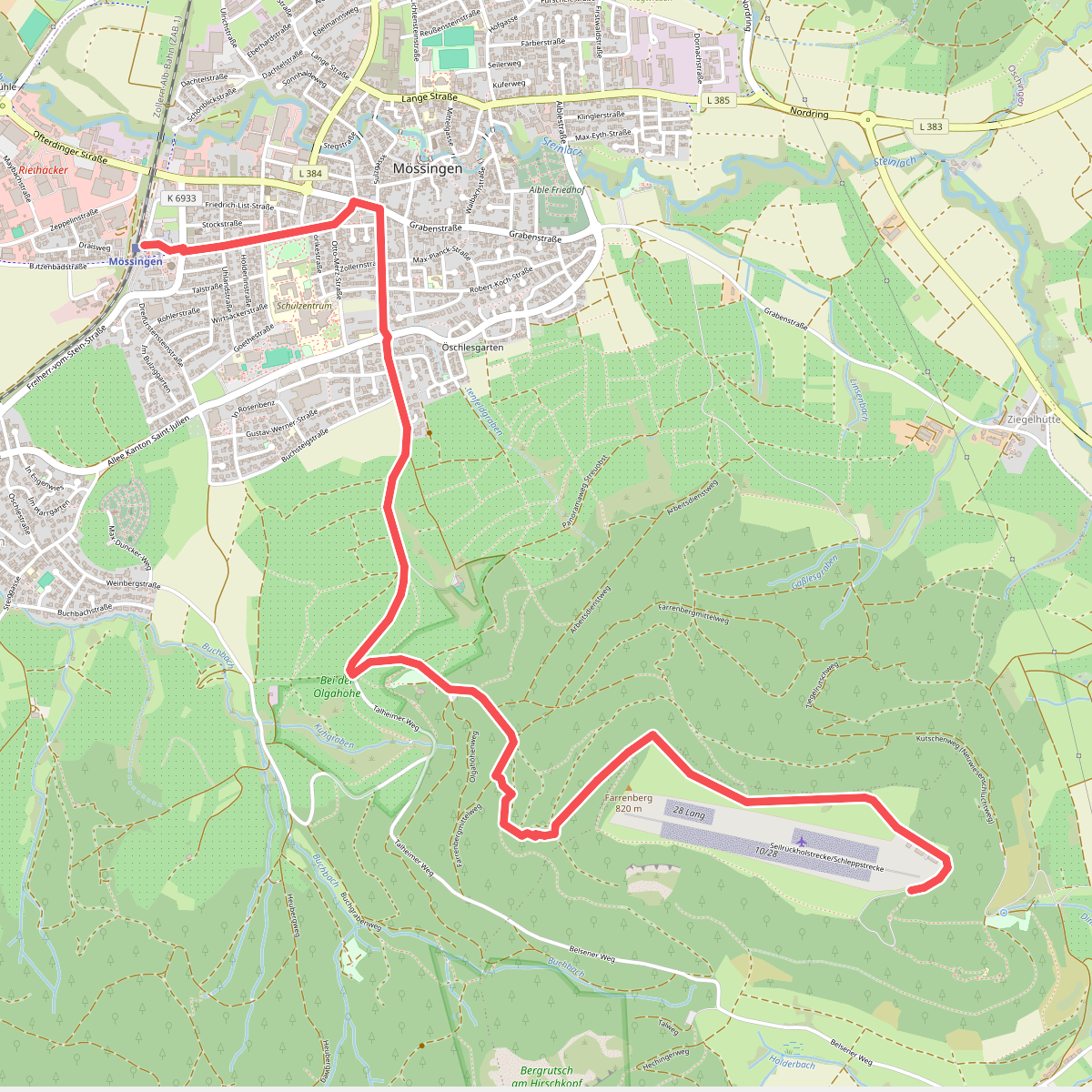 Zugangsweg - Mössingen - Weg-4 - Abzweigung von Weg 5 in Mössingen - Farrenberg Bismarckskapf - Abzweigung Ruine Andeck