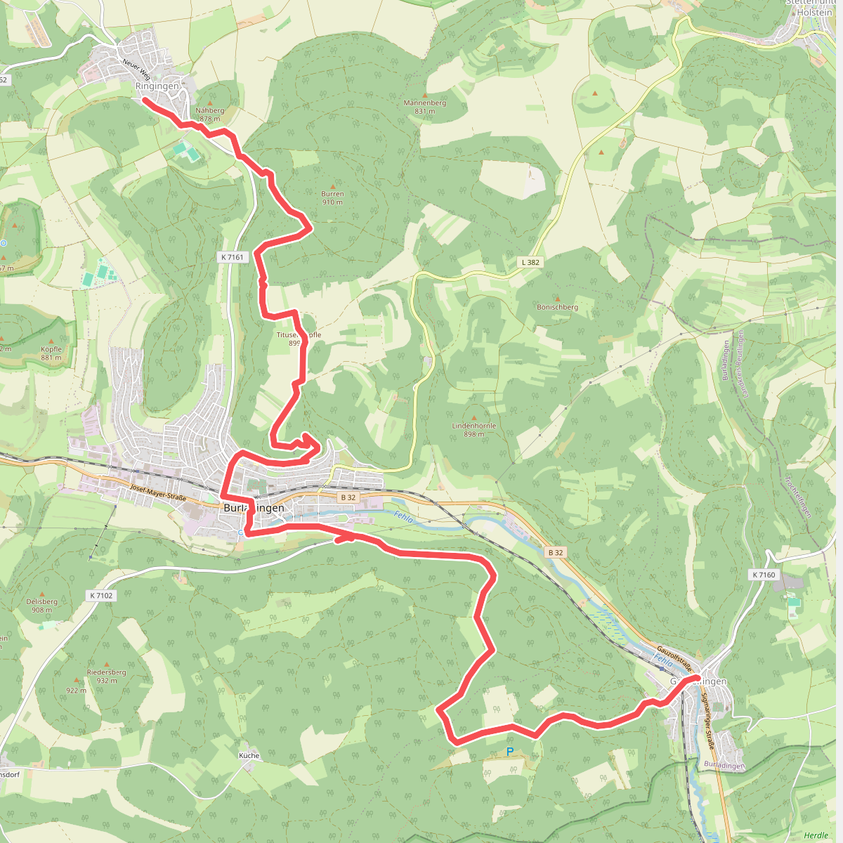 Zugangsweg Ringingen - Burladingen - Hauptstraße Gauselfingen