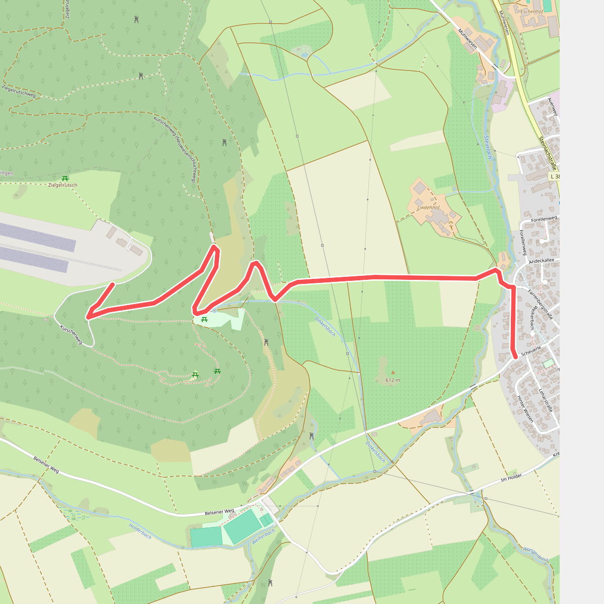 Zugangsweg - Talheim - Weg-2 - Hochfläche Farrenberg - Talheim - bis zum HW1