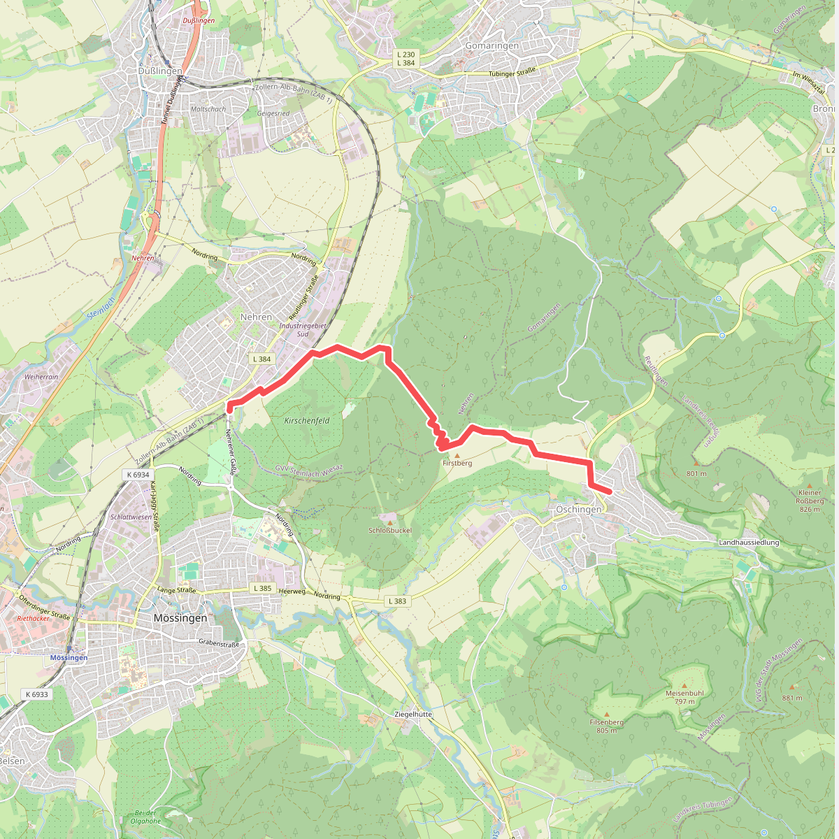 blaues Dreieck Öschingen - Nehren