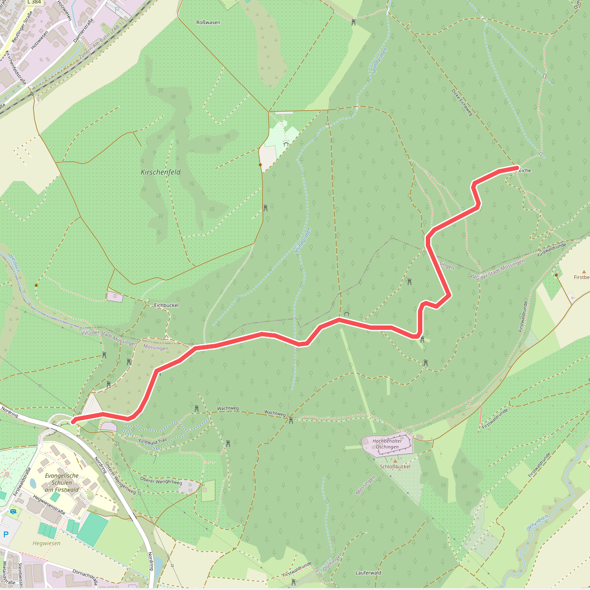 Querweg - Mössingen - Weg-10 - Abzweigung von weg 9 - Dicke Eiche - bis zum blauen Dreieck
