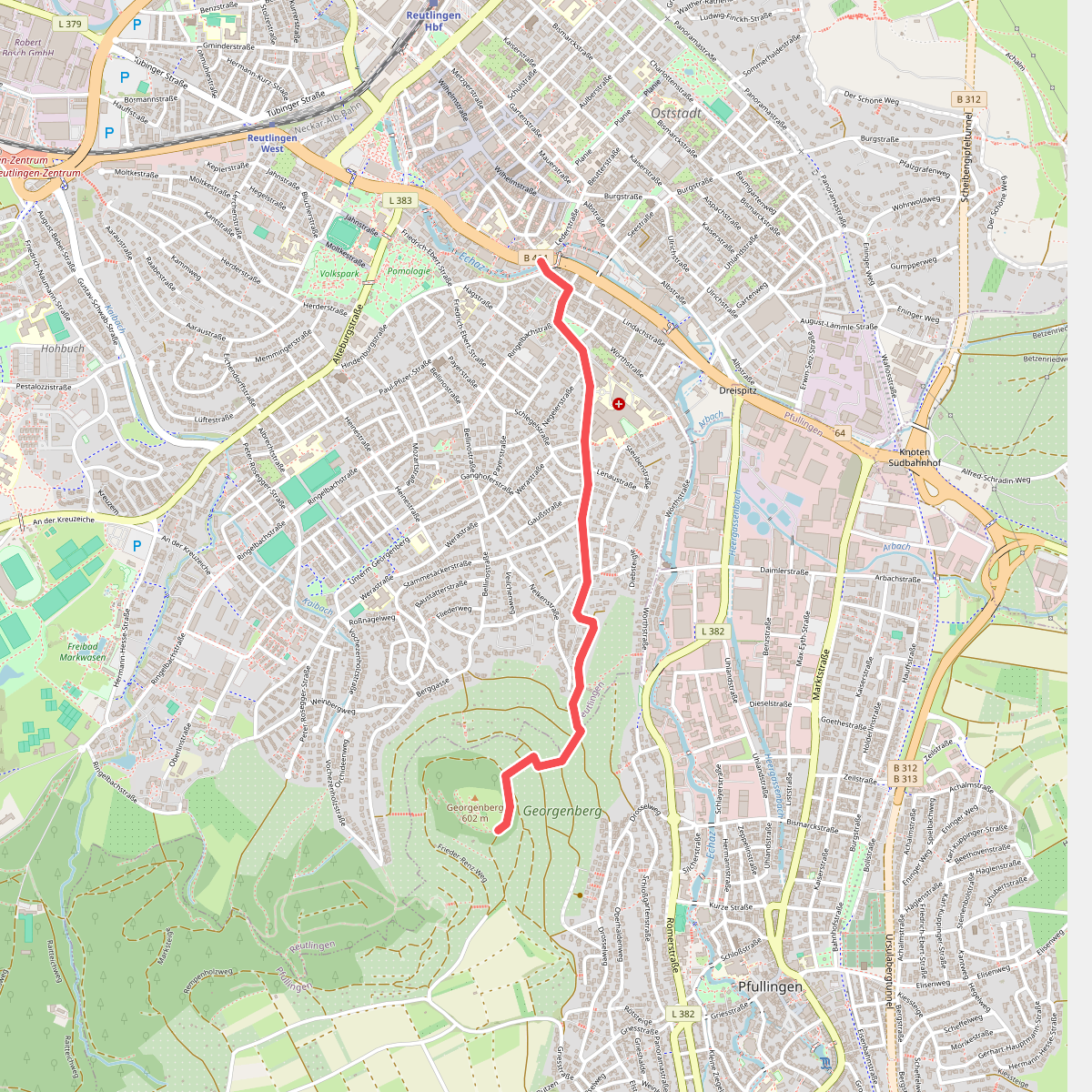 Äußerer Zugangsweg Reutlingen Georgenberg