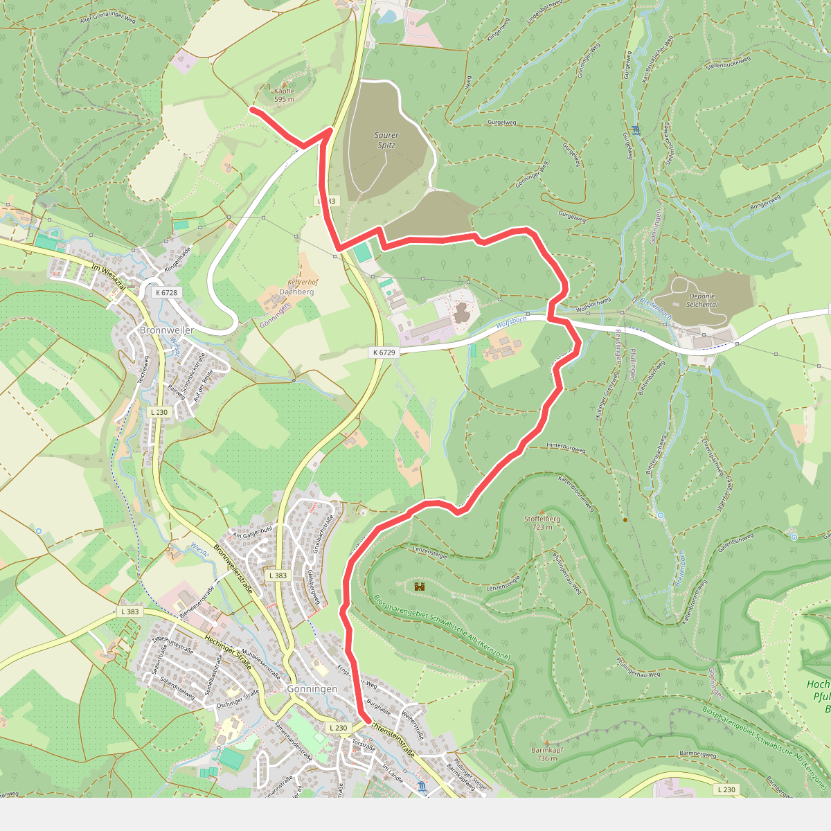 blaues Dreieck, Gönningen - Käpfle - HW5 Alteburg