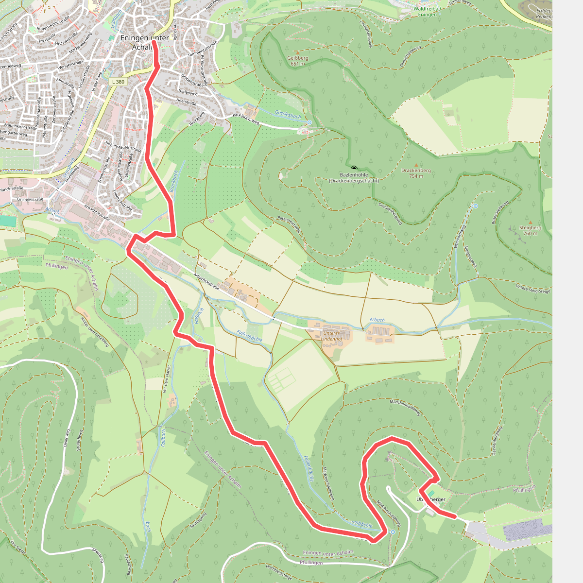 Äußerer Zugangsweg Eningen - Übersberg