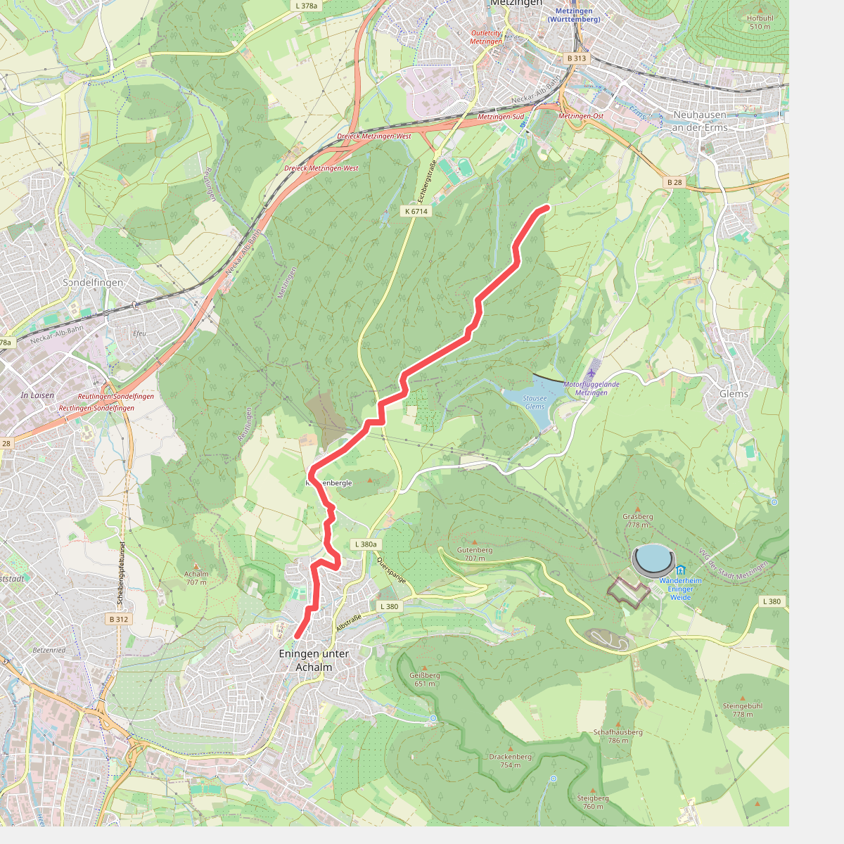 blaues Dreieck Metzingen - Eningen