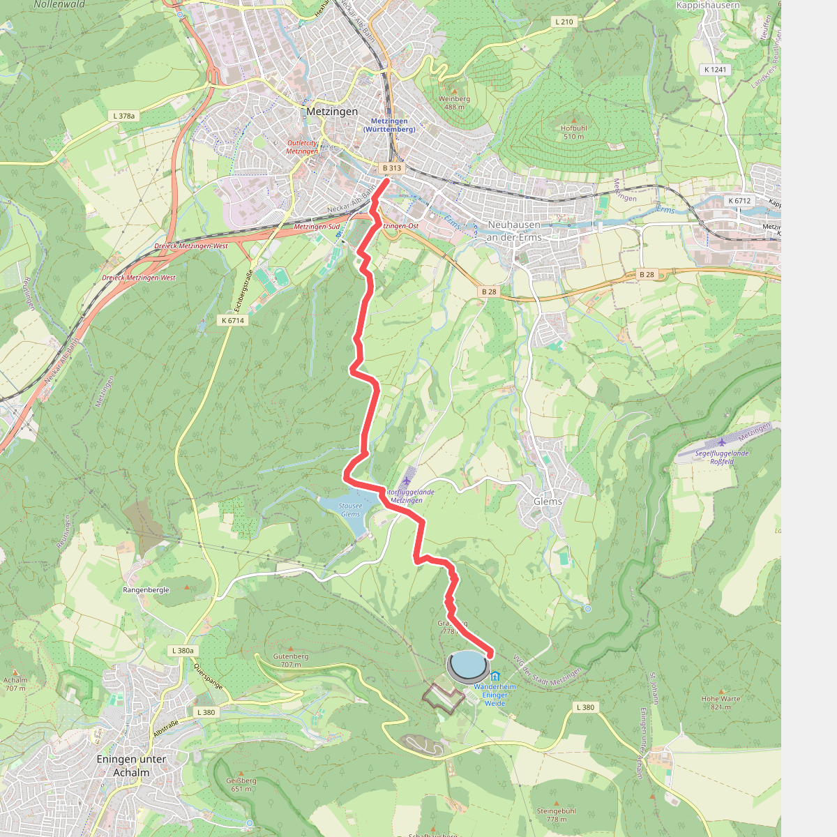 blaues Dreieck Metzingen - Stausee - Grasberg - St. Johann