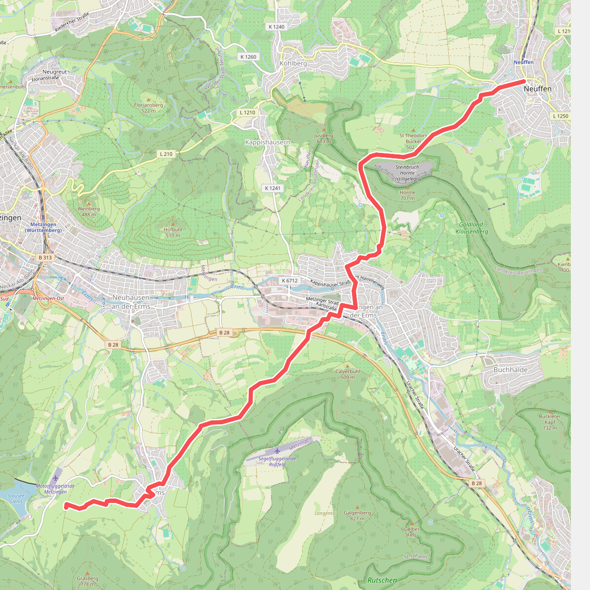 blaues Dreieck Neuffen - Dettingen - Glems