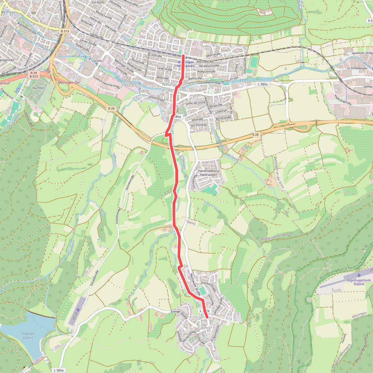 blaues Dreieck Neuhausen Bhf- Glems