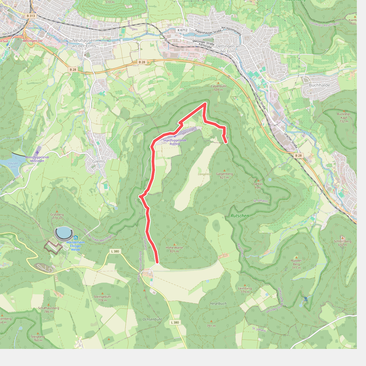 Nebenweg Gutshof St. Johann - Grüner Fels - Höllenlöcher