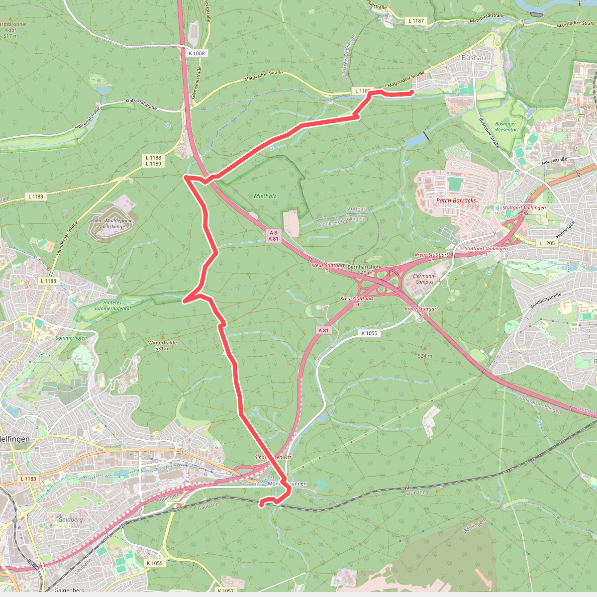 blauer Punkt, Böblingen Lange Schläge - Katzenbacher Hof - Büsnau