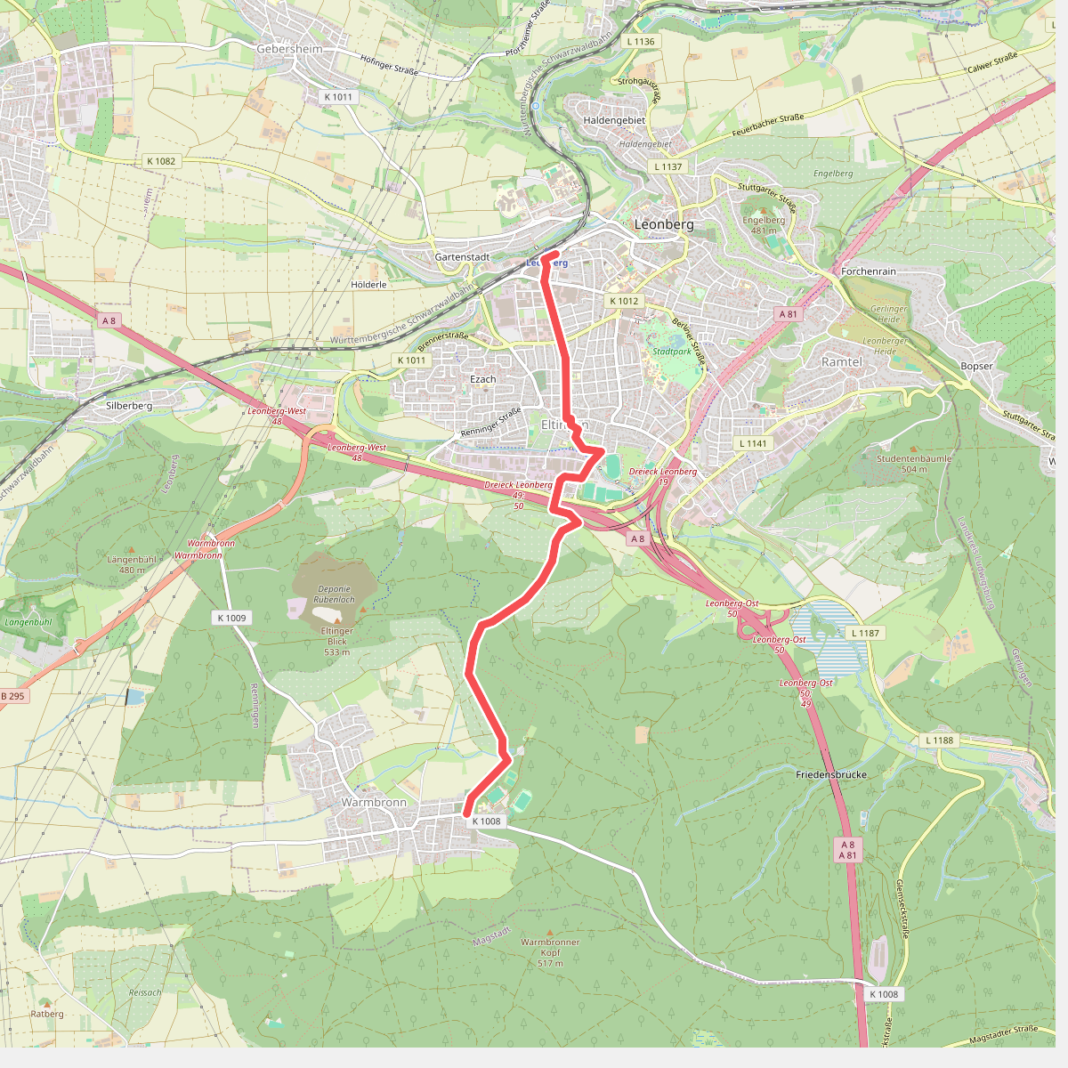 Blauer Punkt Leonberg Bhf - Warmbronn