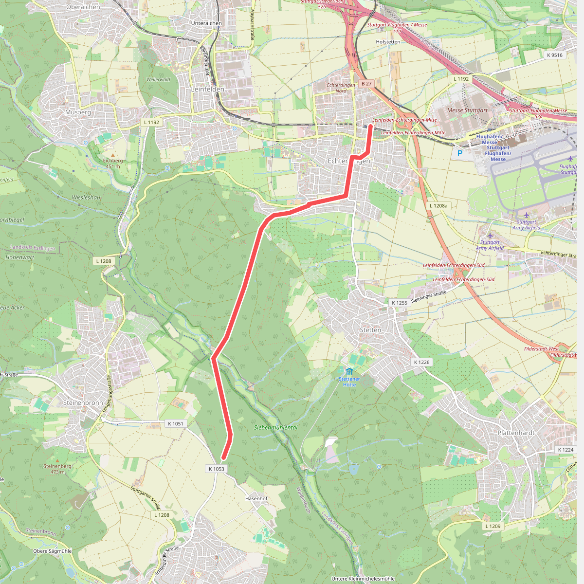 blaues Minus Echterdingen - Waldenbuch