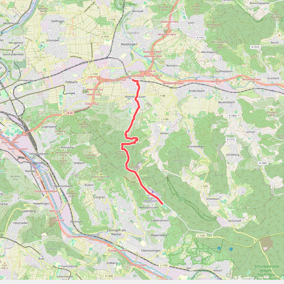 Schurwaldhöhe - Kernen - Rommelshausen