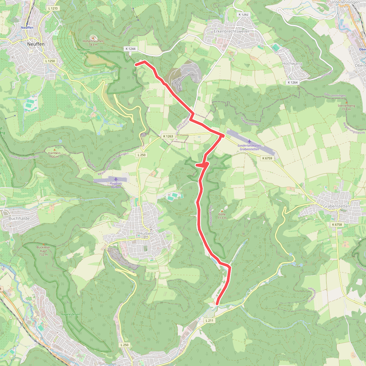 Hohenneuffen (Schanze) - Kaltental - Pfählhof