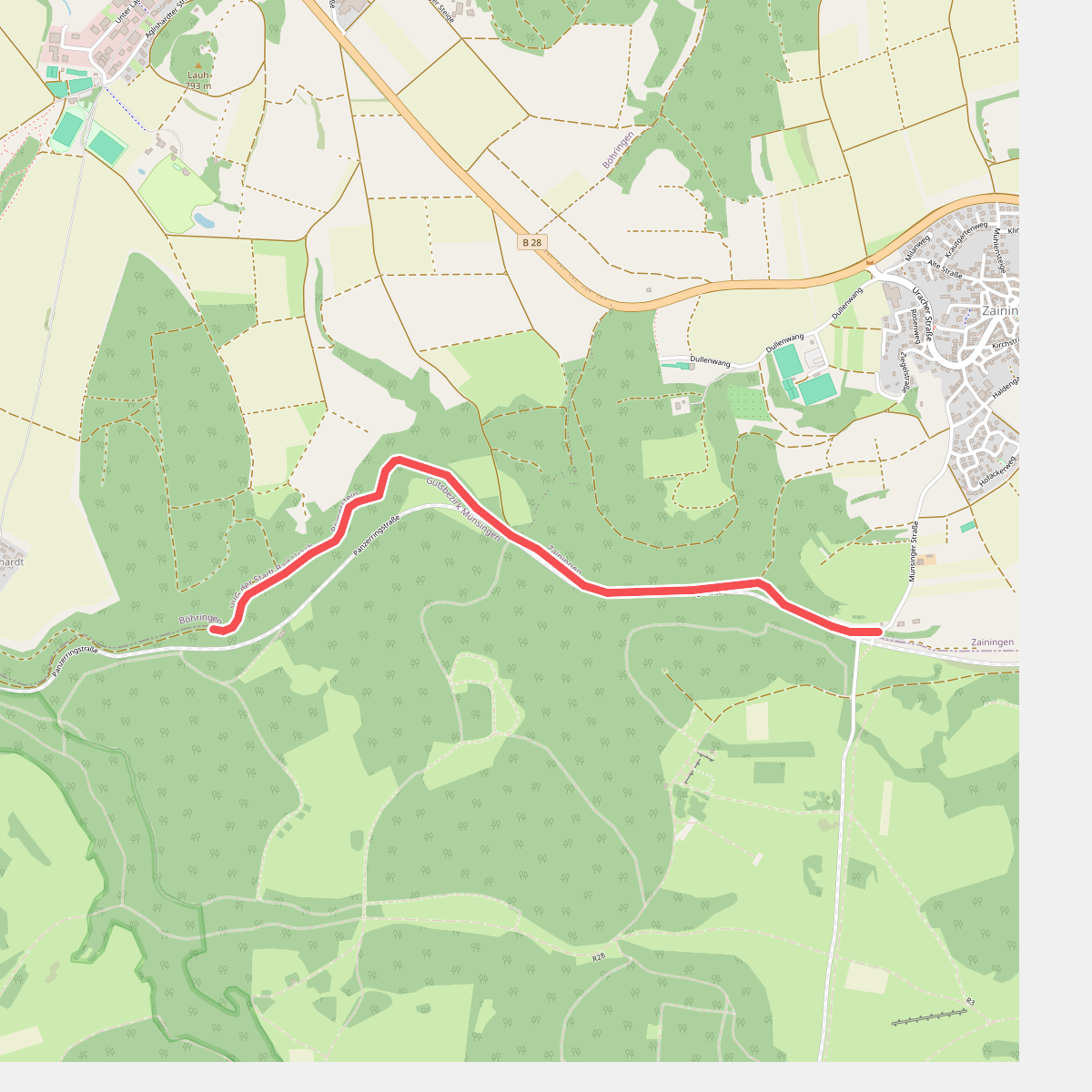 Truppenübungsplatz Wanderweg Nr. 11: Weinsteige Birkwald - Eingang Zainingen