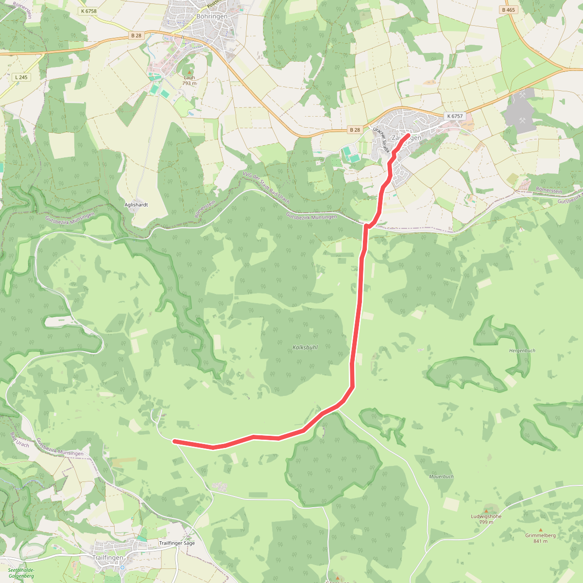 Truppenübungsplatz Wanderweg Nr. 6: Eingang Zainingen - Gruorn