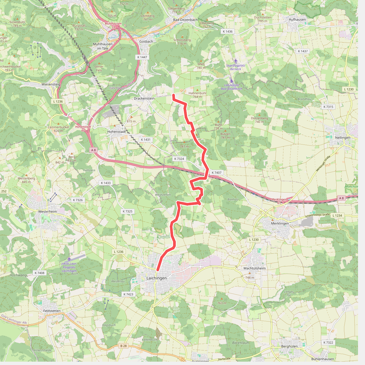 Innerer Zugangsweg des SAV (gelbes Dreieck)