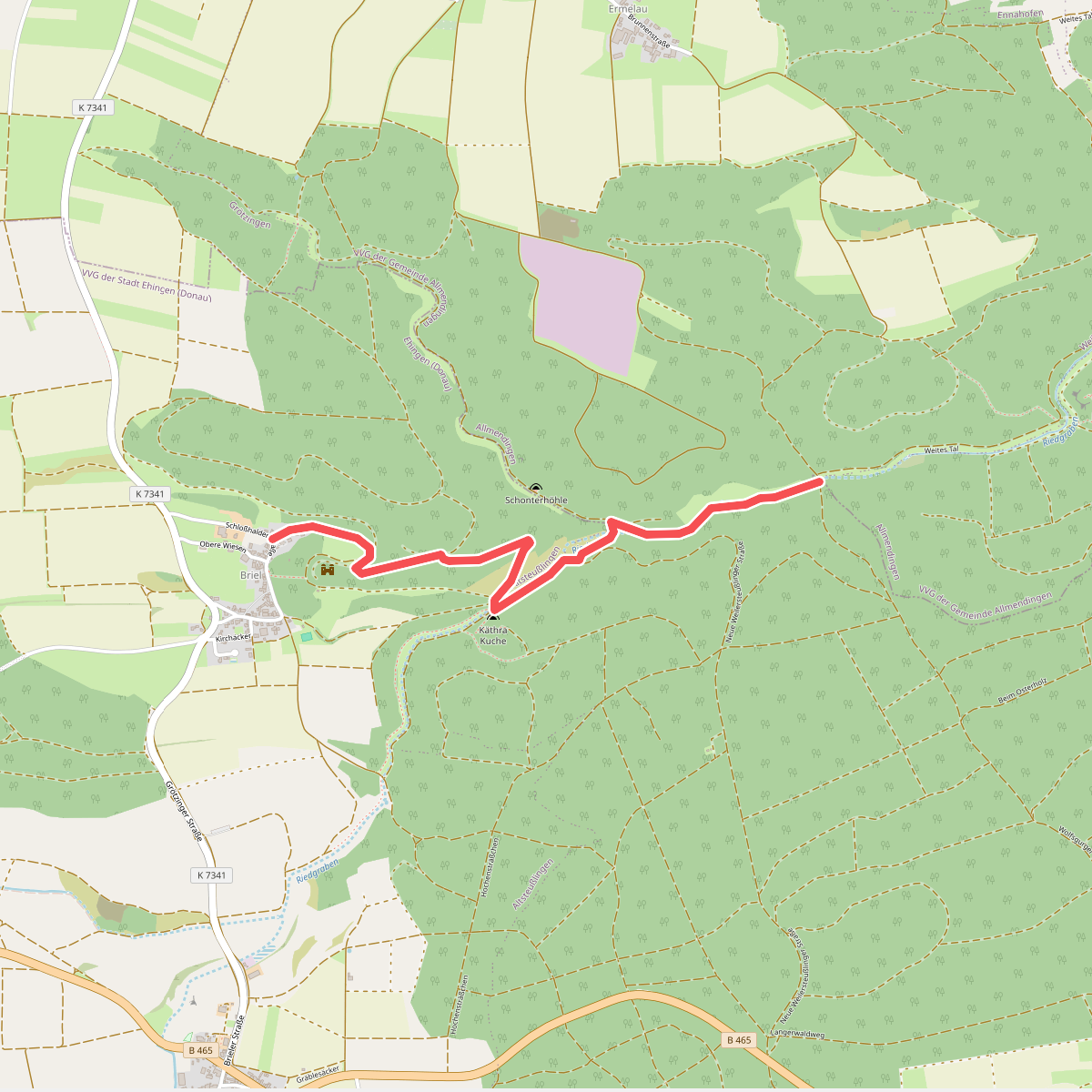 Nebenweg des Schwäbischen Albvereins (blaue Gabel)