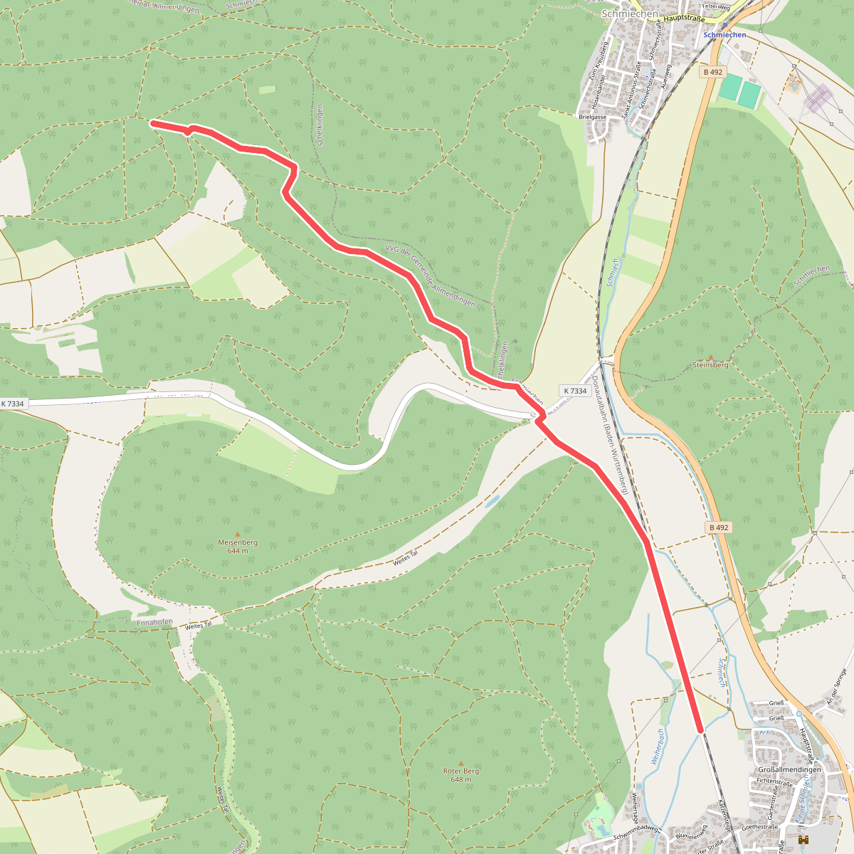 Nebenweg des Schwäbischen Albvereins (blaue Gabel)