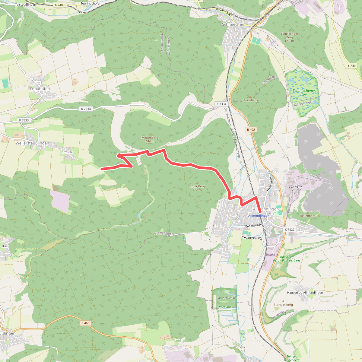 Nebenweg des Schwäbischen Albvereins (blaue Gabel)