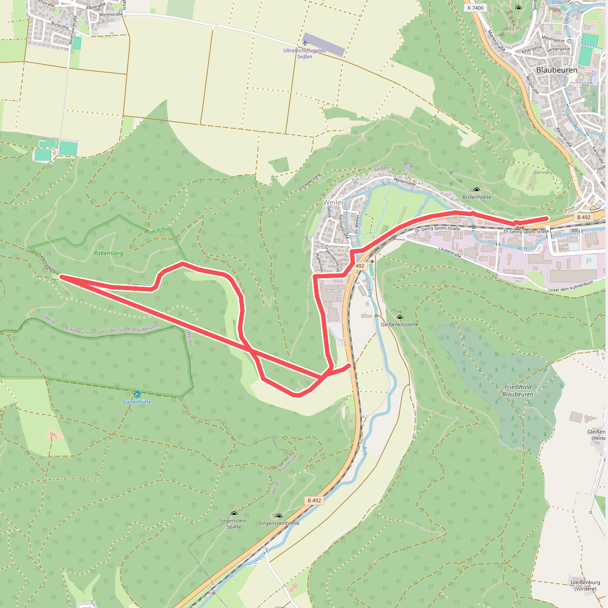 Nebenweg des Schwäbischen Albvereins (rote Gabel)