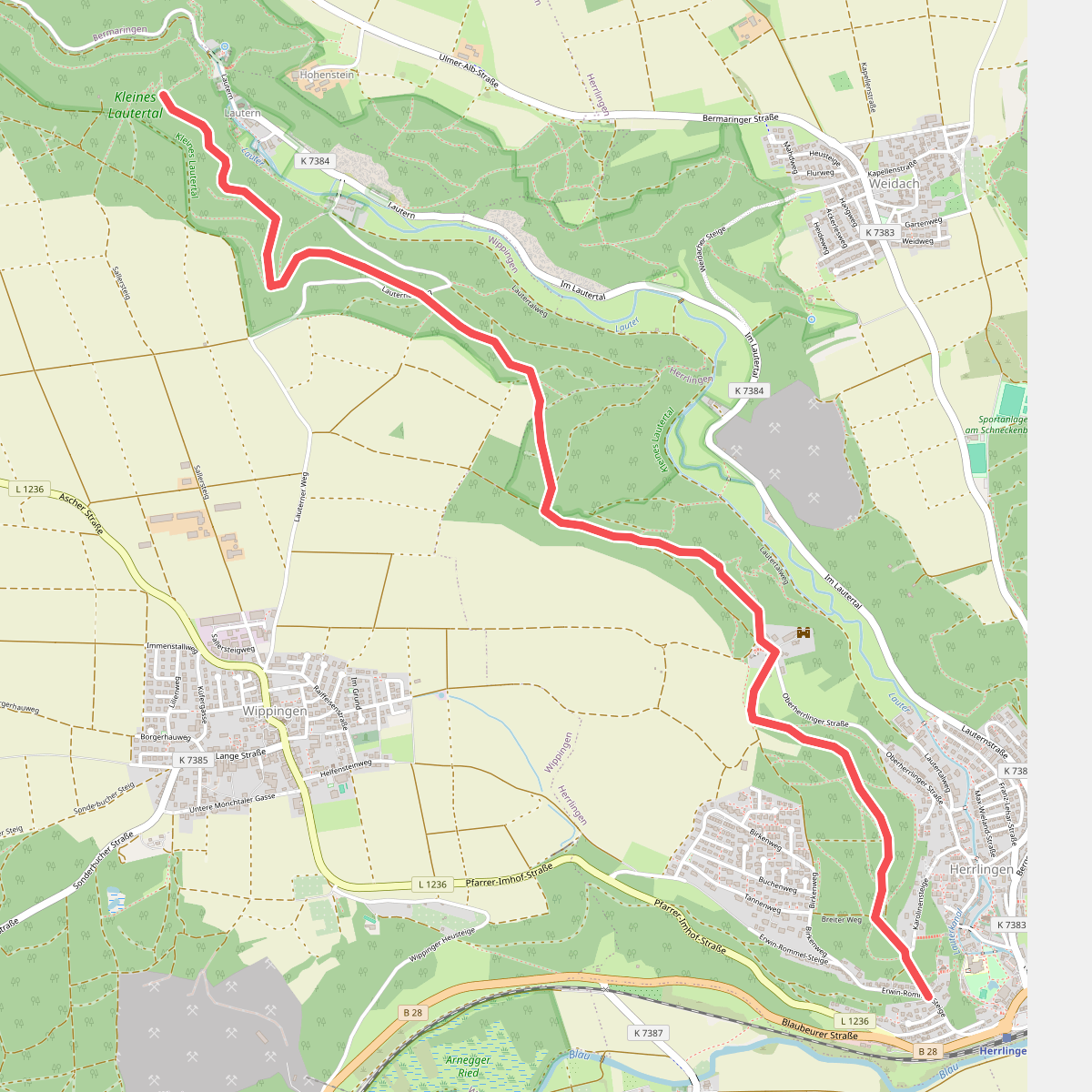 rote Raute Herrlingen - Lauterhalde Nord