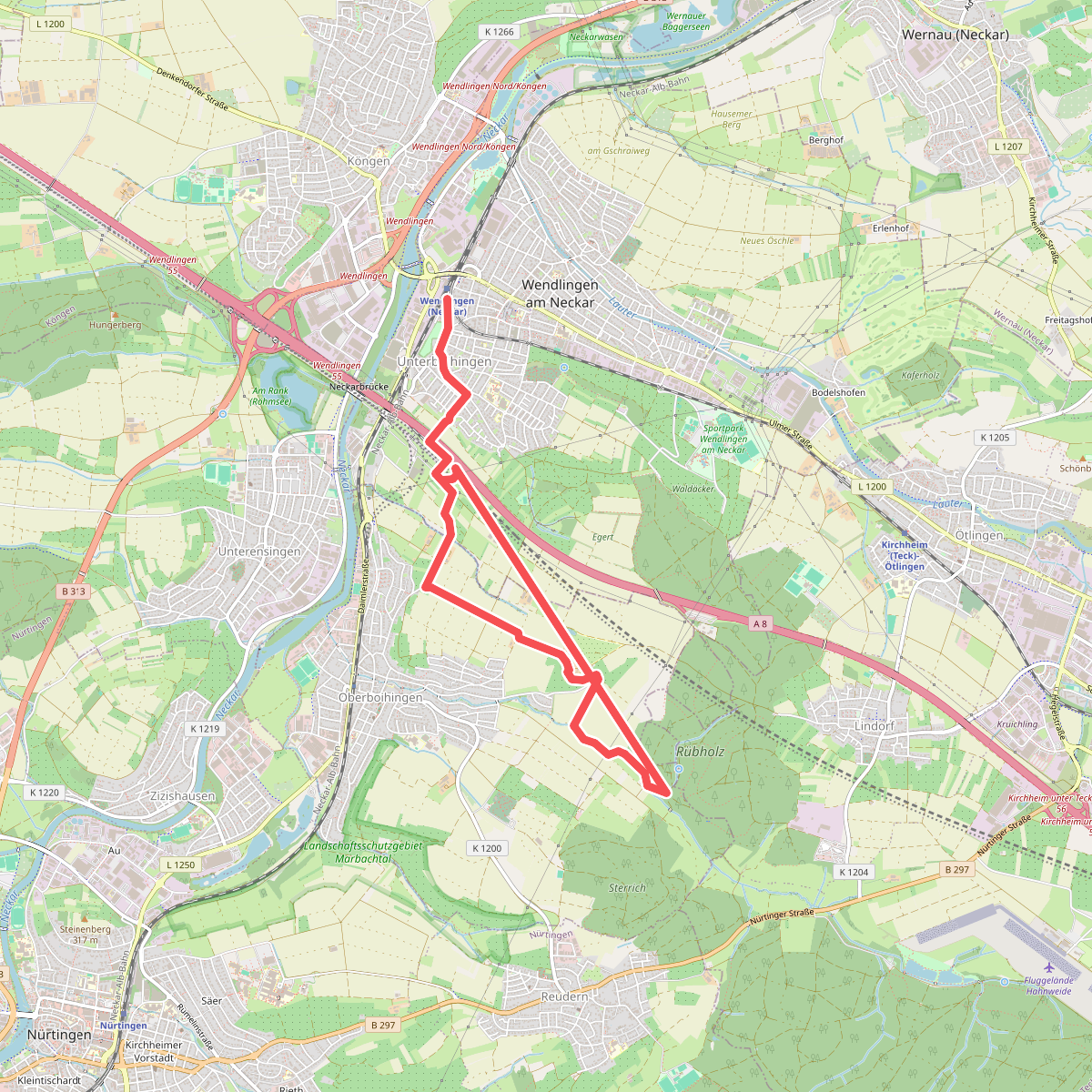 Bhf. Wendlingen, Oberboihingen, AV-Heim, Tachenhausen, Reudern