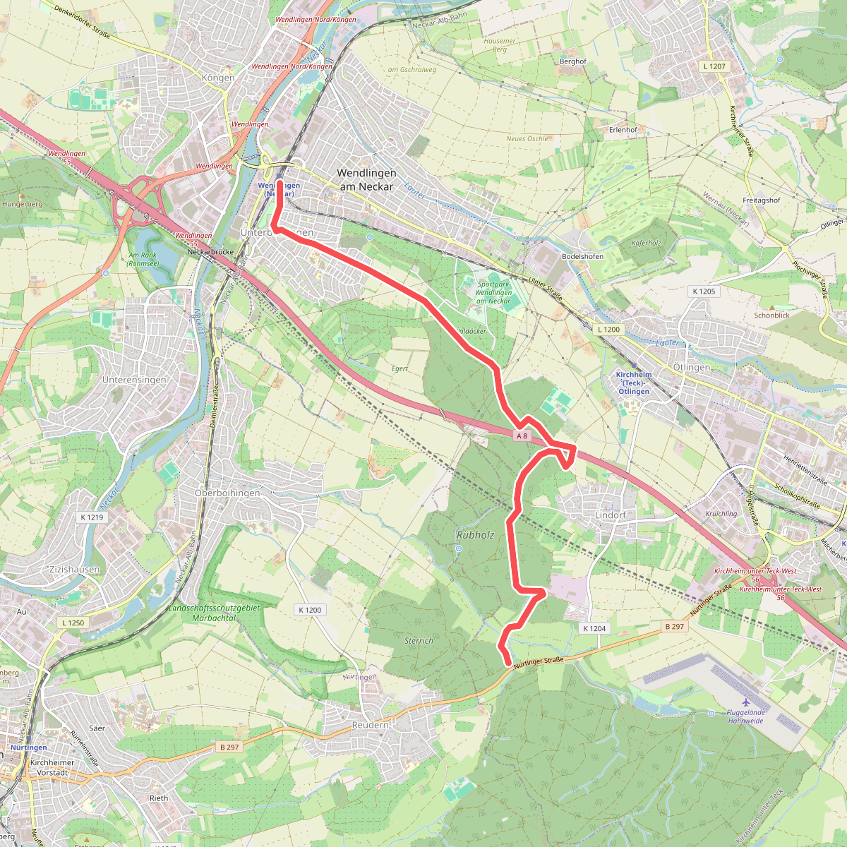Wendlingen, Bahnhof - Donzdorfer Tal - Bürgersee
