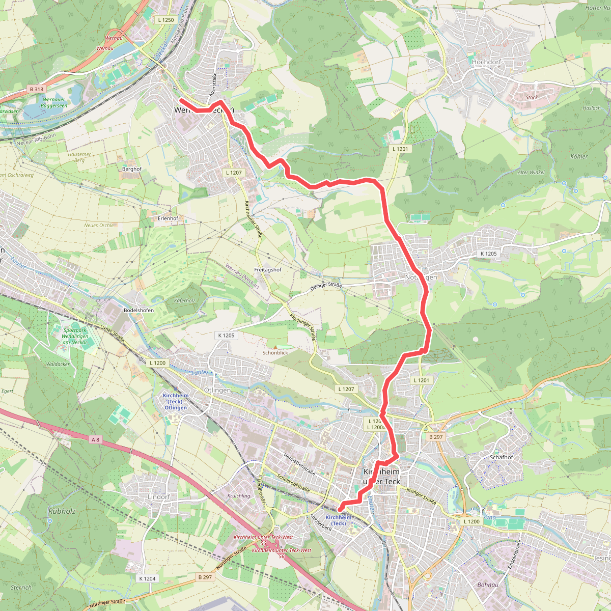blauer Punkt Wernau - Kirchheim