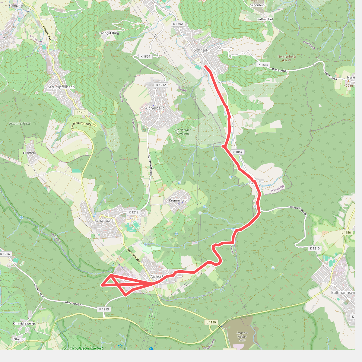 Hauptlinie des SAV (blauer Strich)