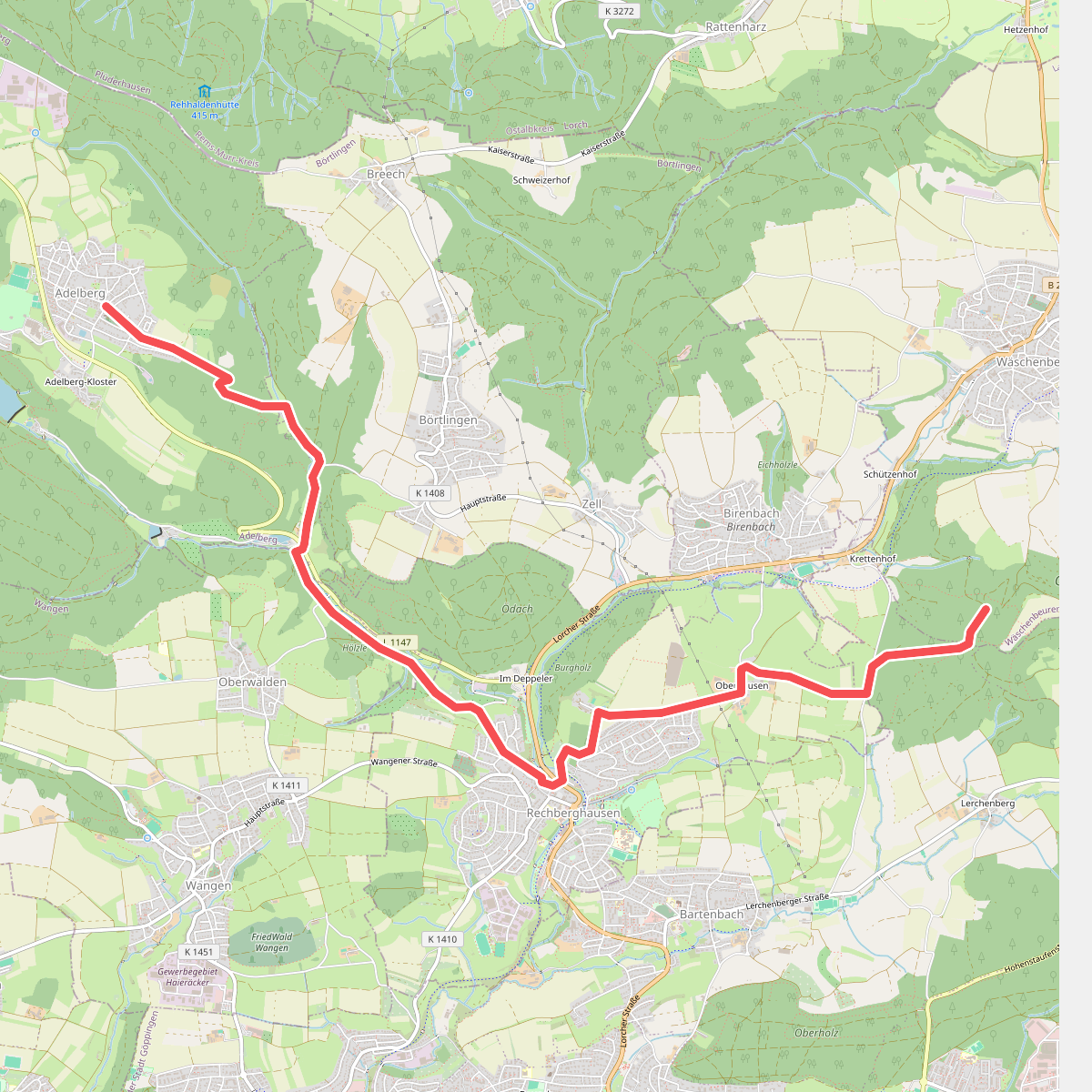 Adelberg - Rechberghausen - Oberhausen - Gehren