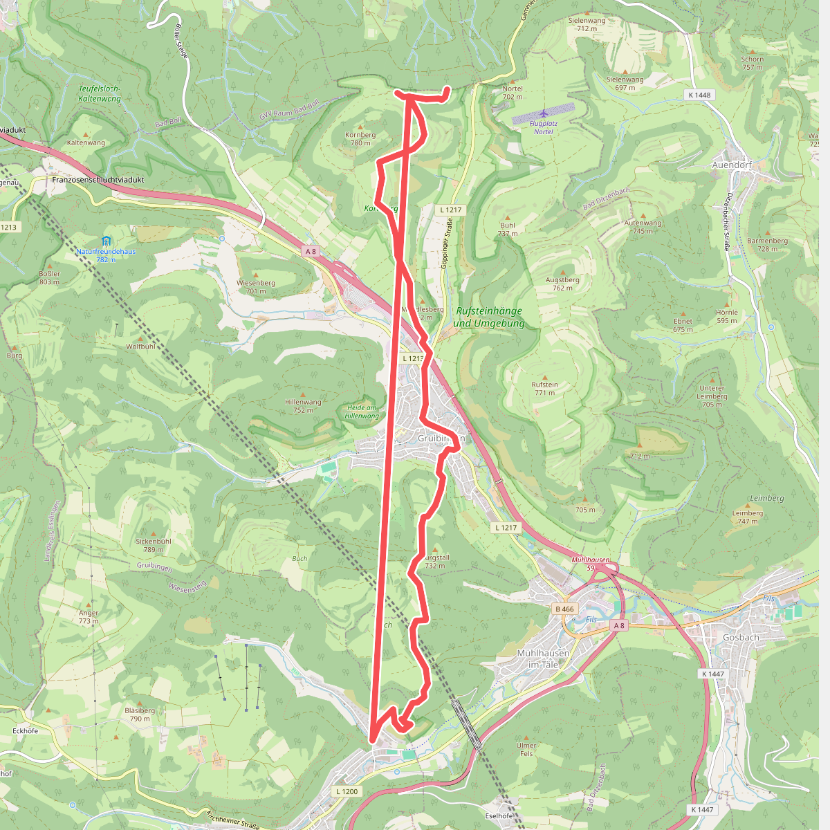 Kornberg - Gruibingen - Wiesensteig