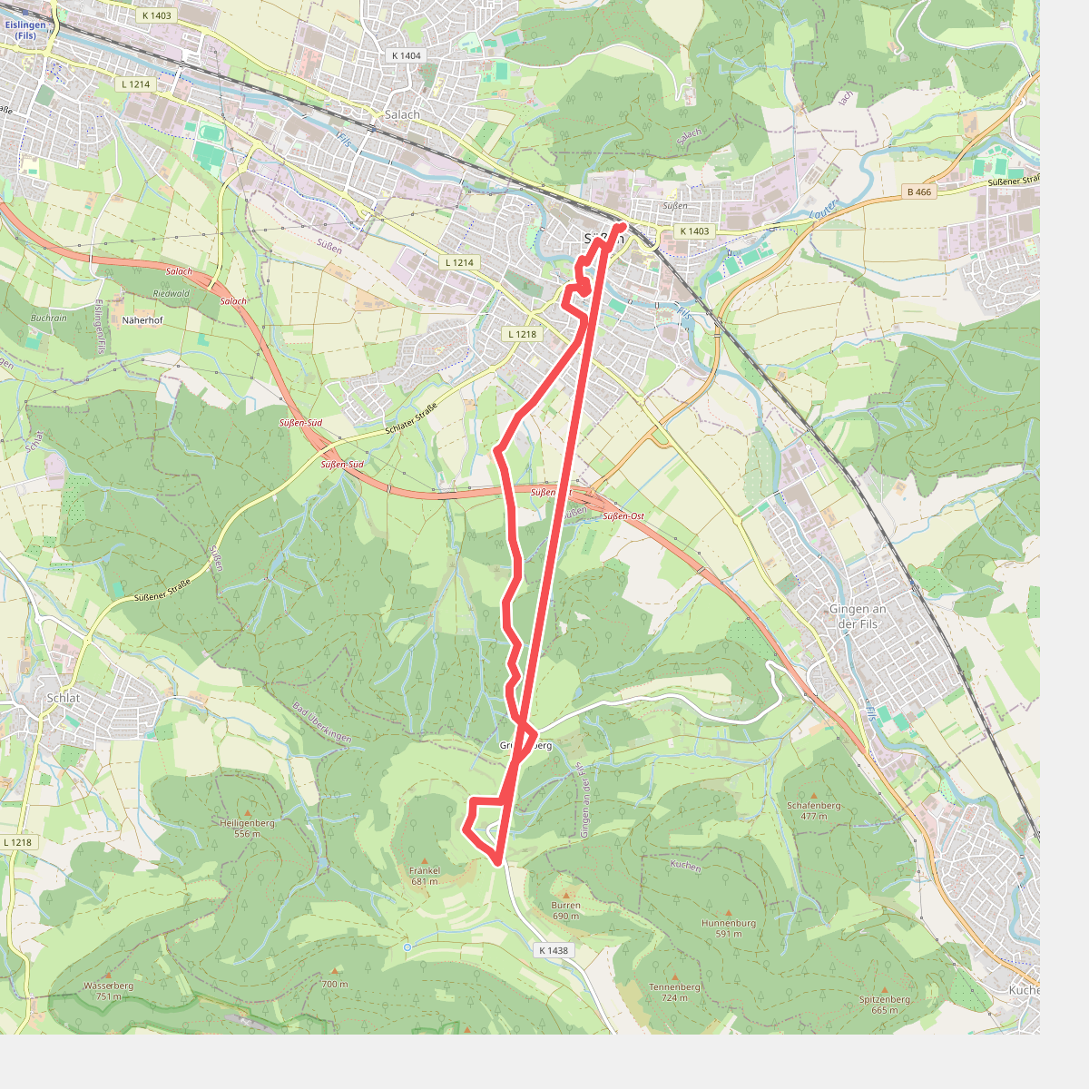 blaues Dreieck Süßen - Grünenberg