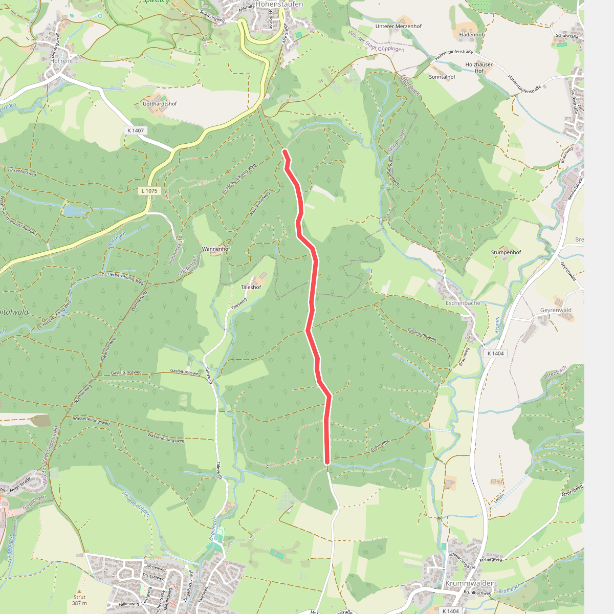 blaues Plus Hohenstaufen - Eislingen