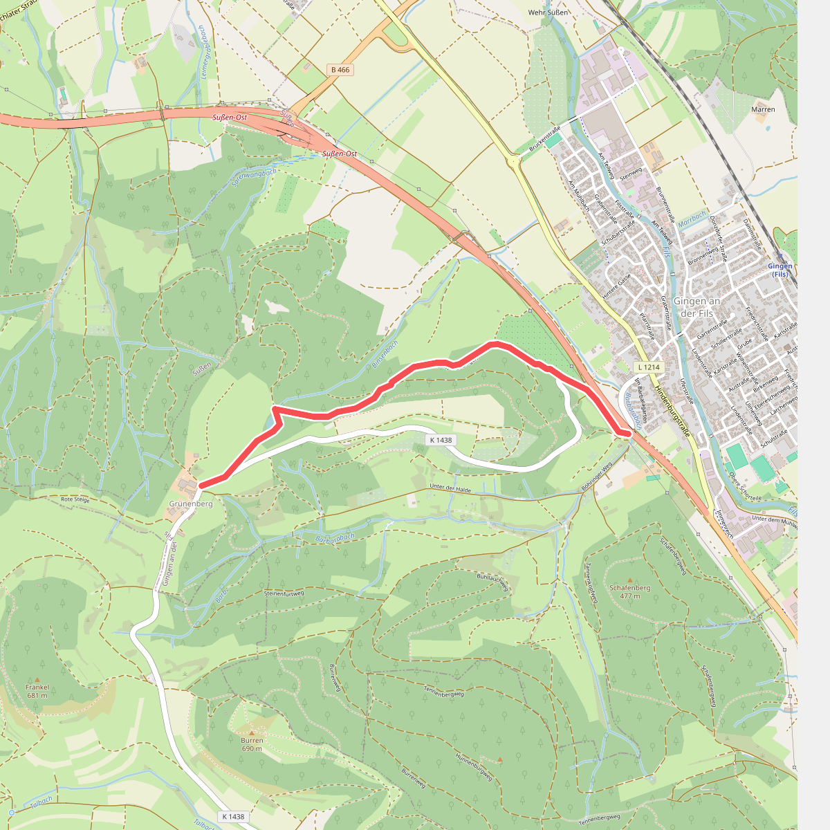 blaue Raute Gingen - Grünenberg