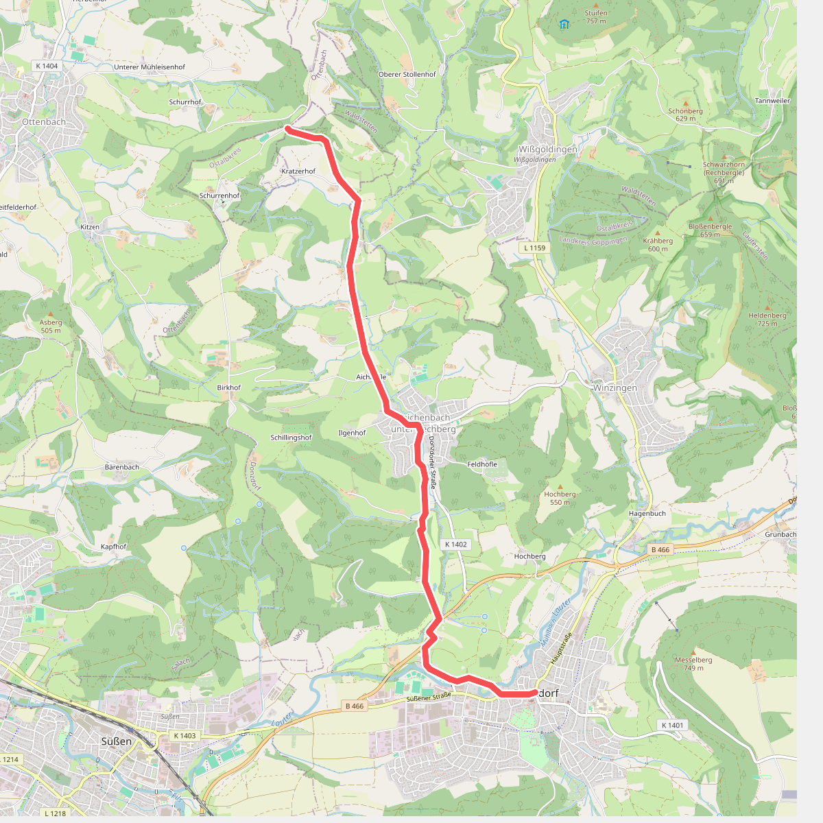 Hauptlinie des SAV (blauer Strich)