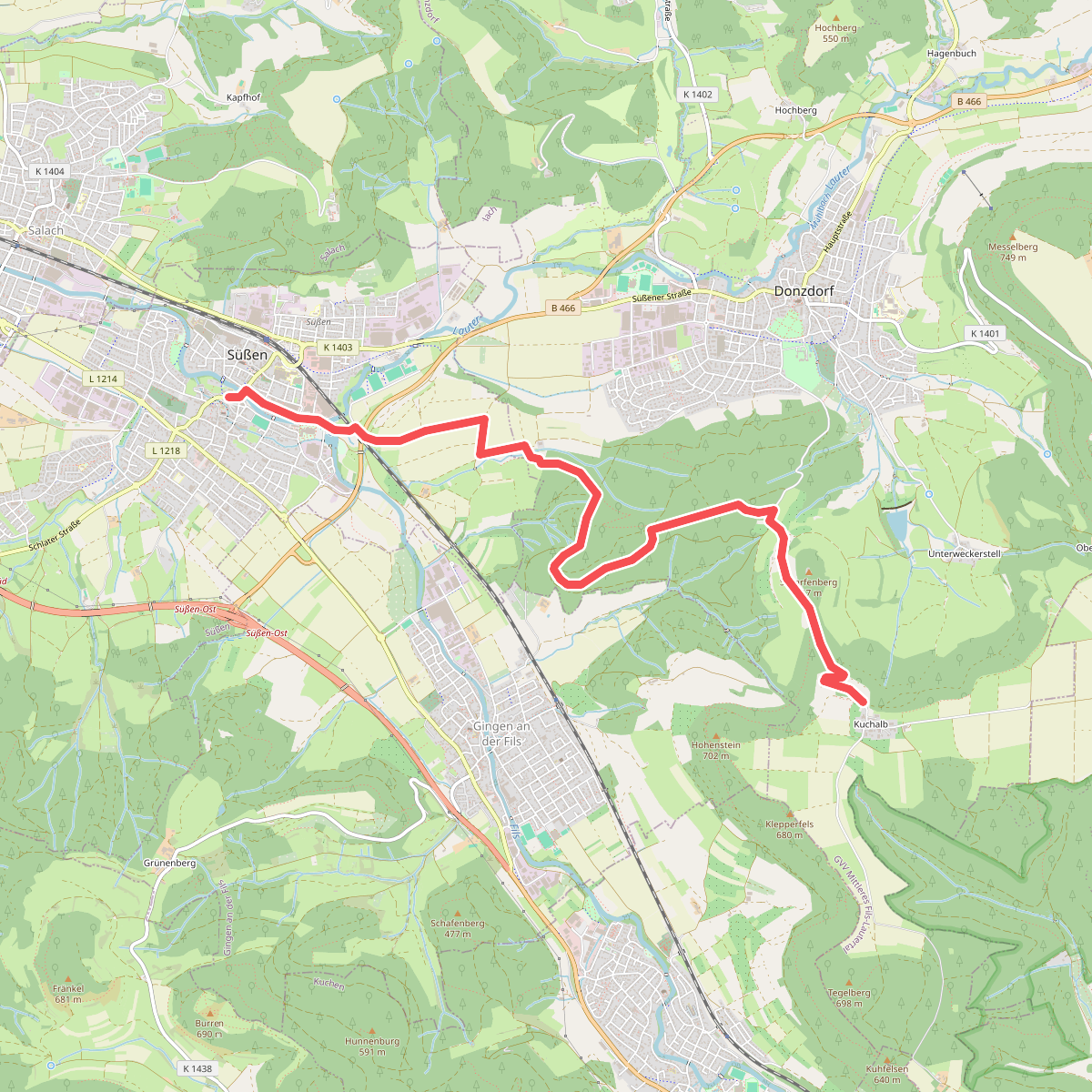 Süßen - Scharfenhof - Kuchalb