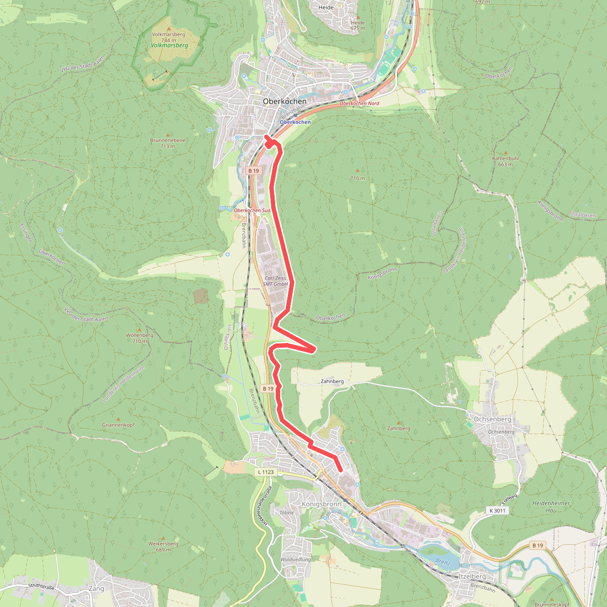 Zugangsweg zum HW1 Oberkochen-Königsbronn-Lauterburg
