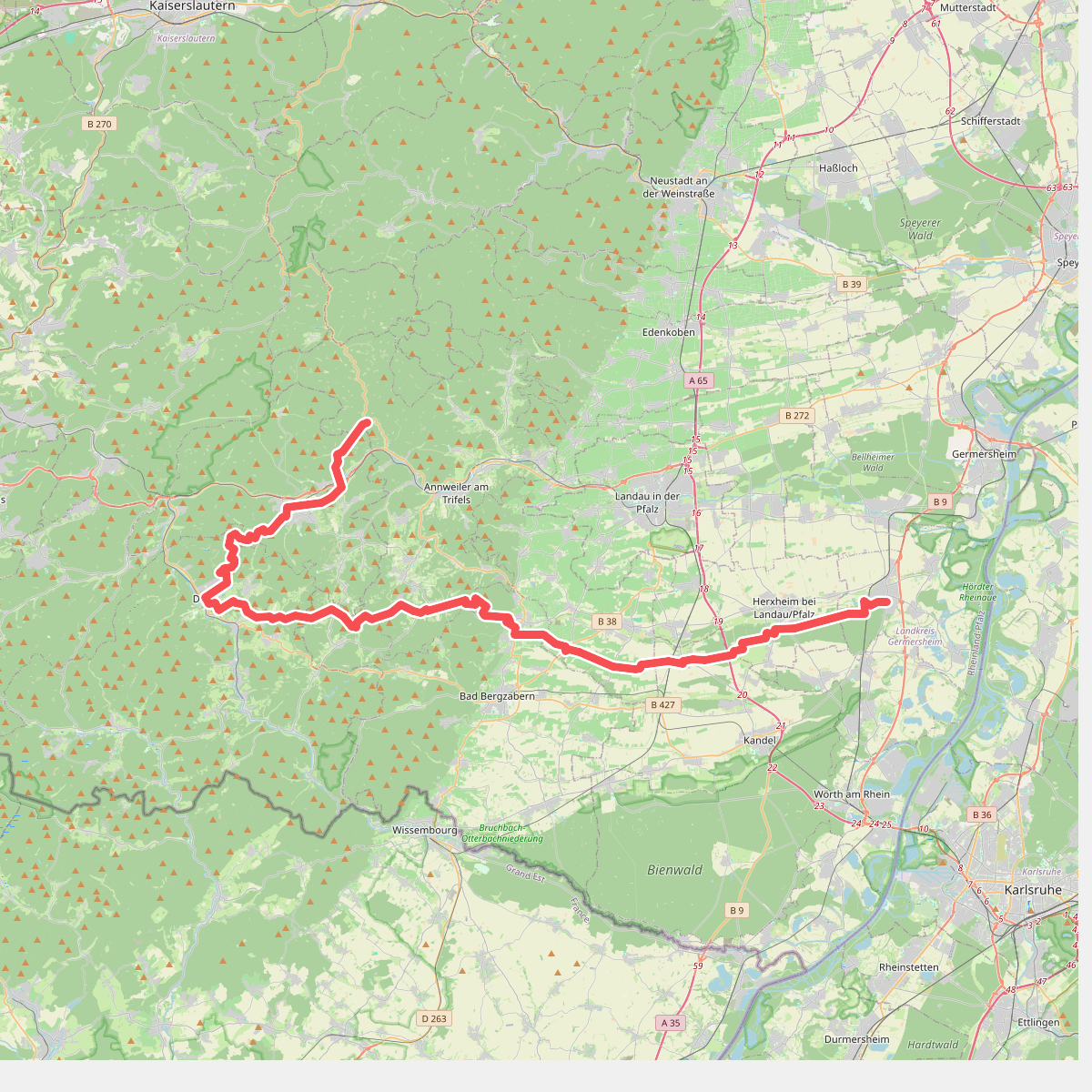 Pfälzerwald Gelb-Roter Balken : Wellbachtal <=> Rülzheim
