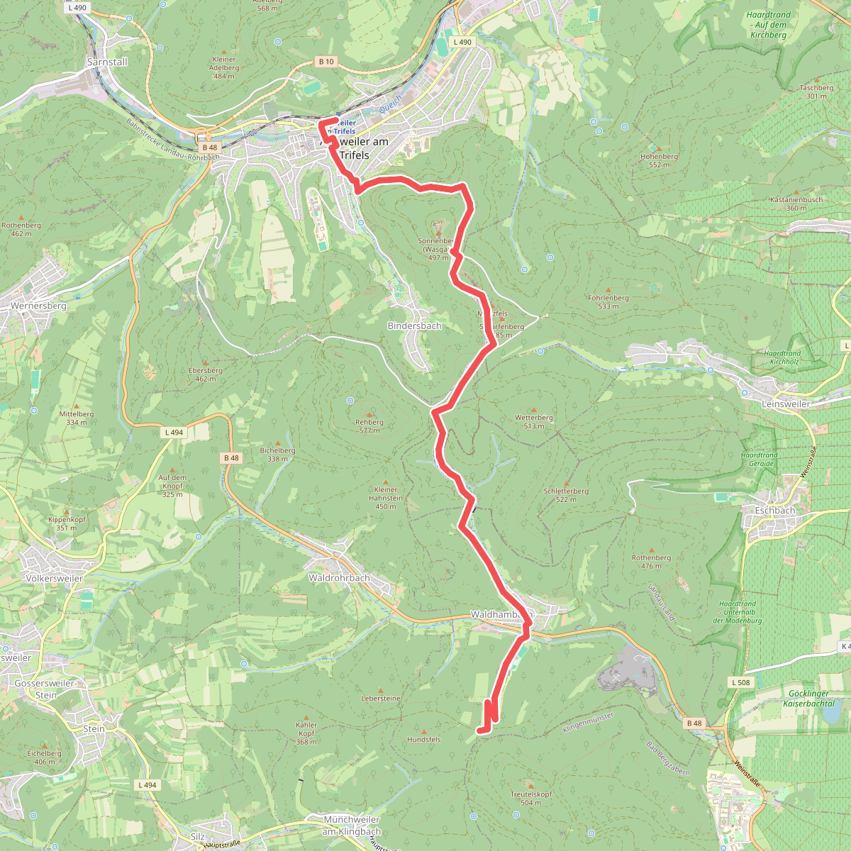 Pfälzerwald Weißes Dreieck : Annweiler <=> Waldhambach