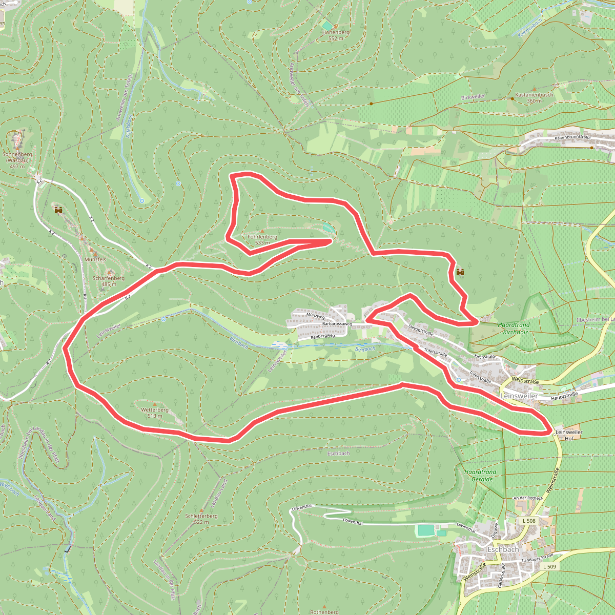 Leinsweiler Nordic-Walking schwierige Tour