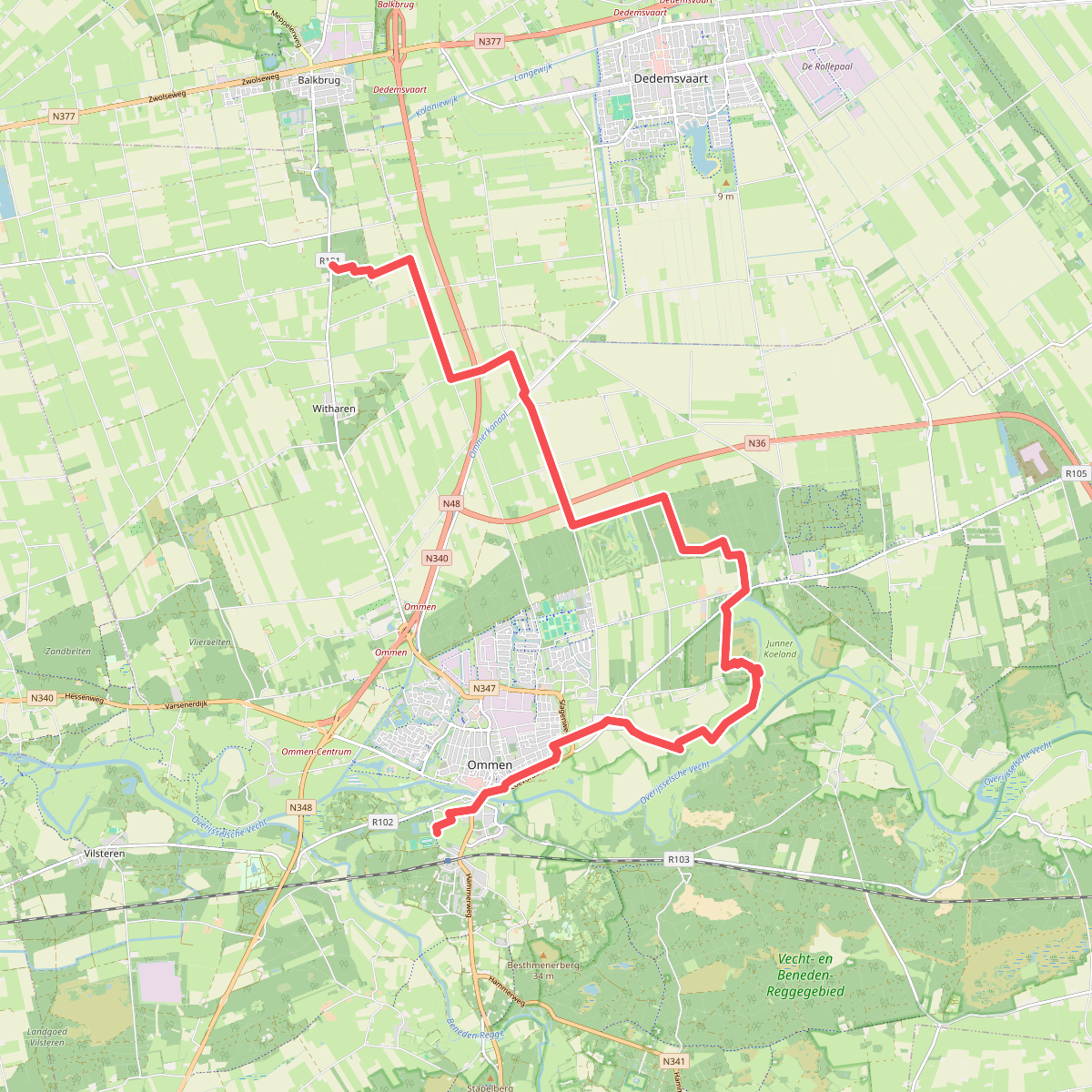 Ommen (station) - Balkbrug · Maarten van Rossumpad etappe 20