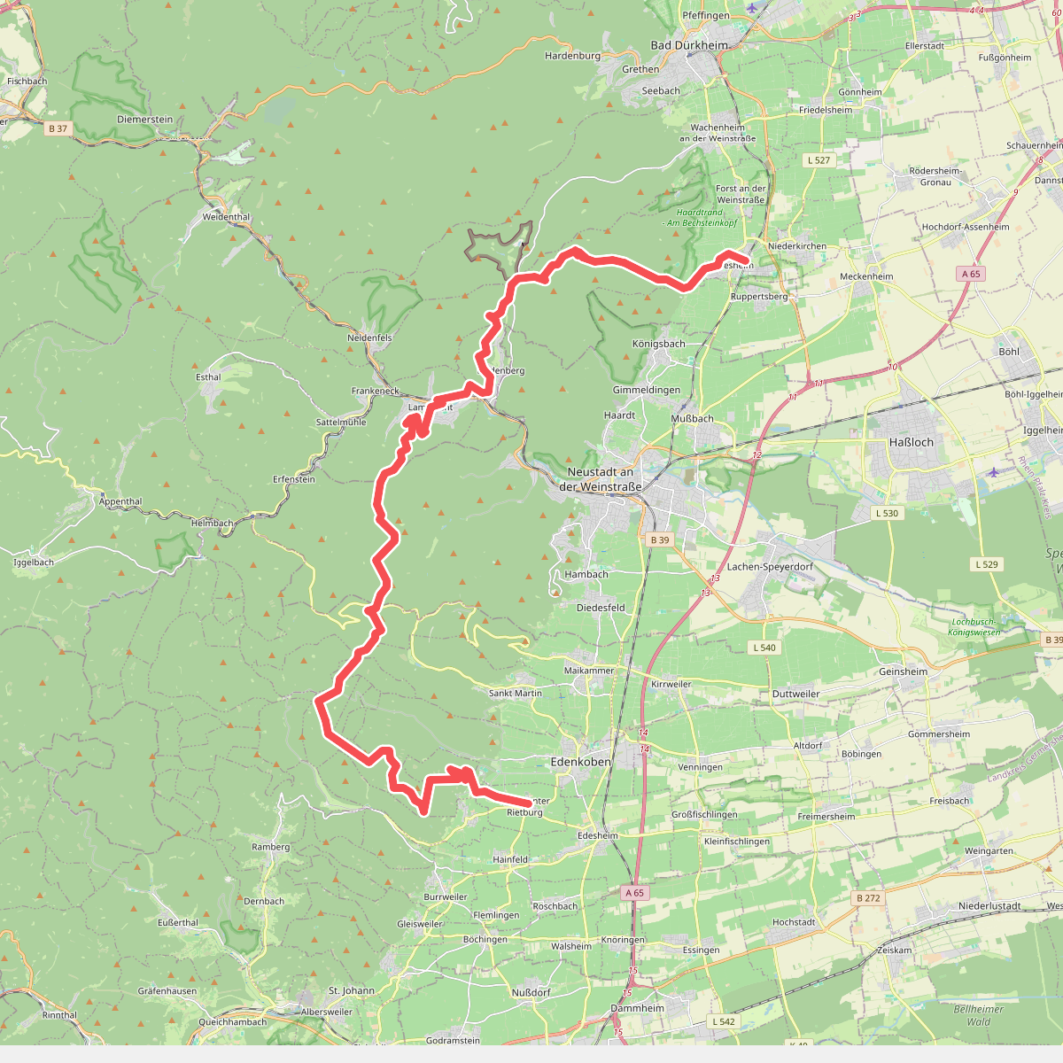 Pfälzerwald Blau-Gelber Balken (Deidesheim <=> Rhodt)
