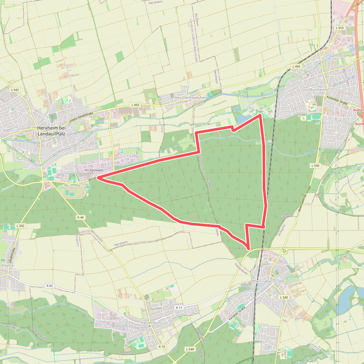 Orange Rechteck - Rundwanderweg in Herxheim ab Grillhütte