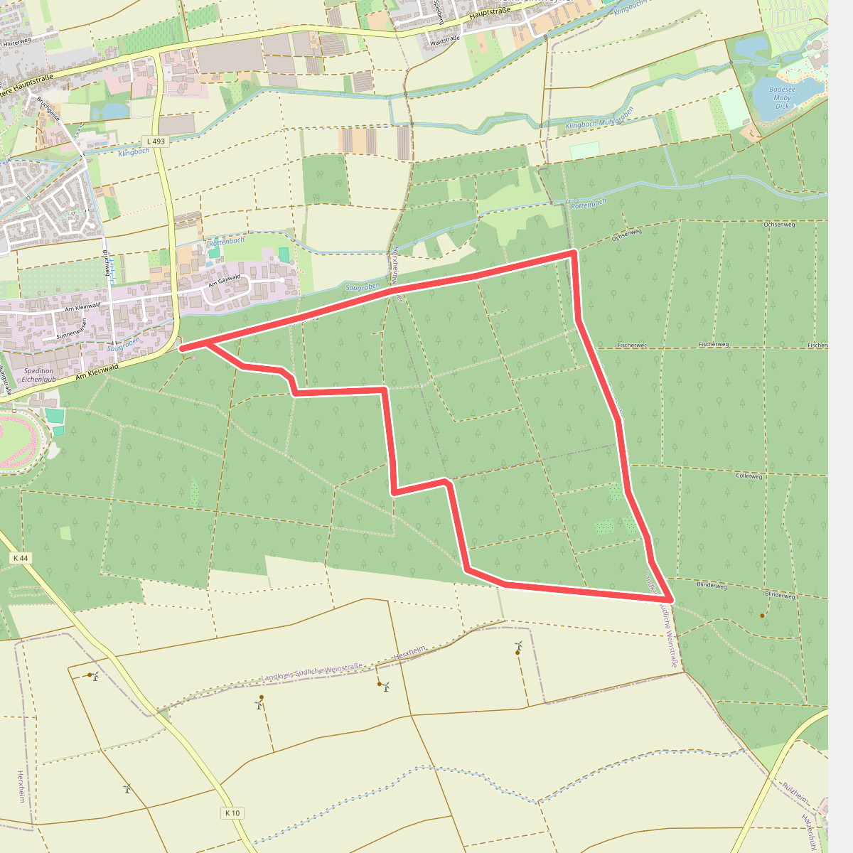 Weisses Rechteck - Rundwanderweg in Herxheim ab Grillhütte