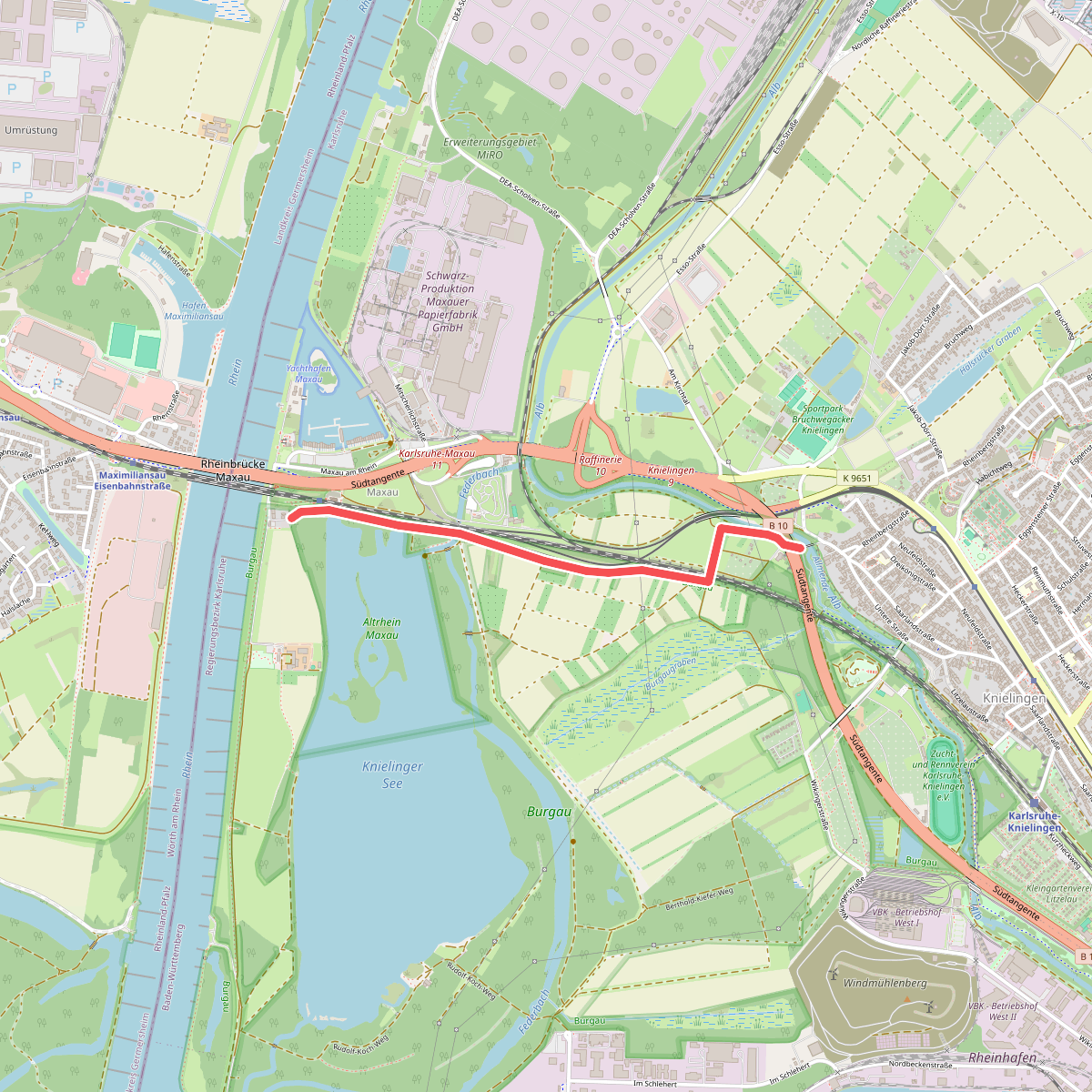 S-Bahnhaltestelle Maxau - Albhäusle